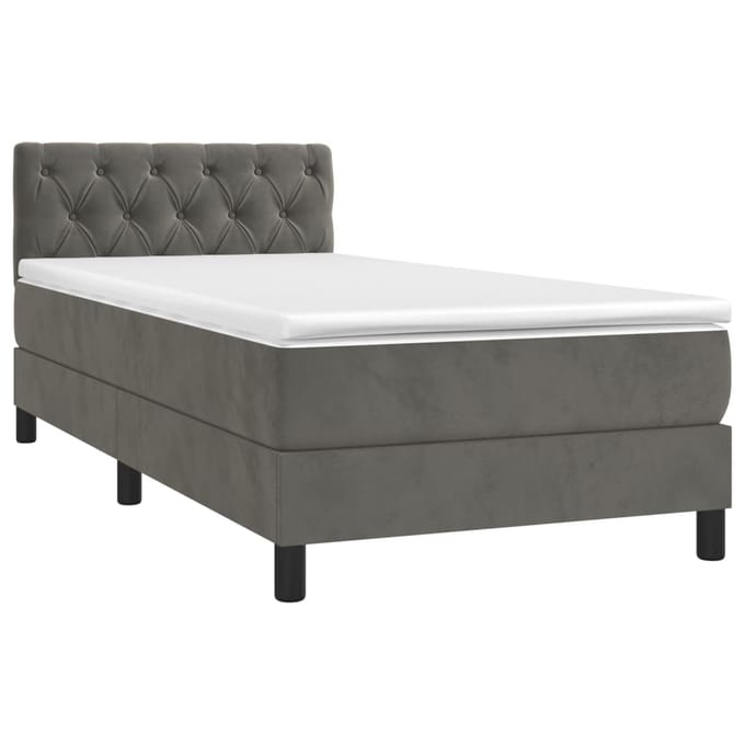 vidaXL - Boxspring - met - matras - fluweel - donkergrijs - 80x200 - cm