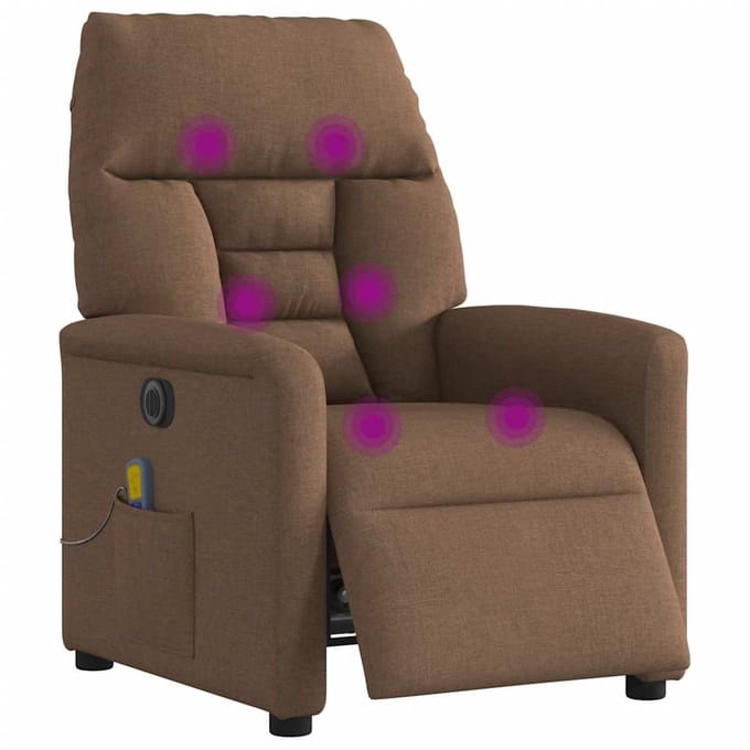 vidaXL Massagestoel elektrisch verstelbaar stof bruin