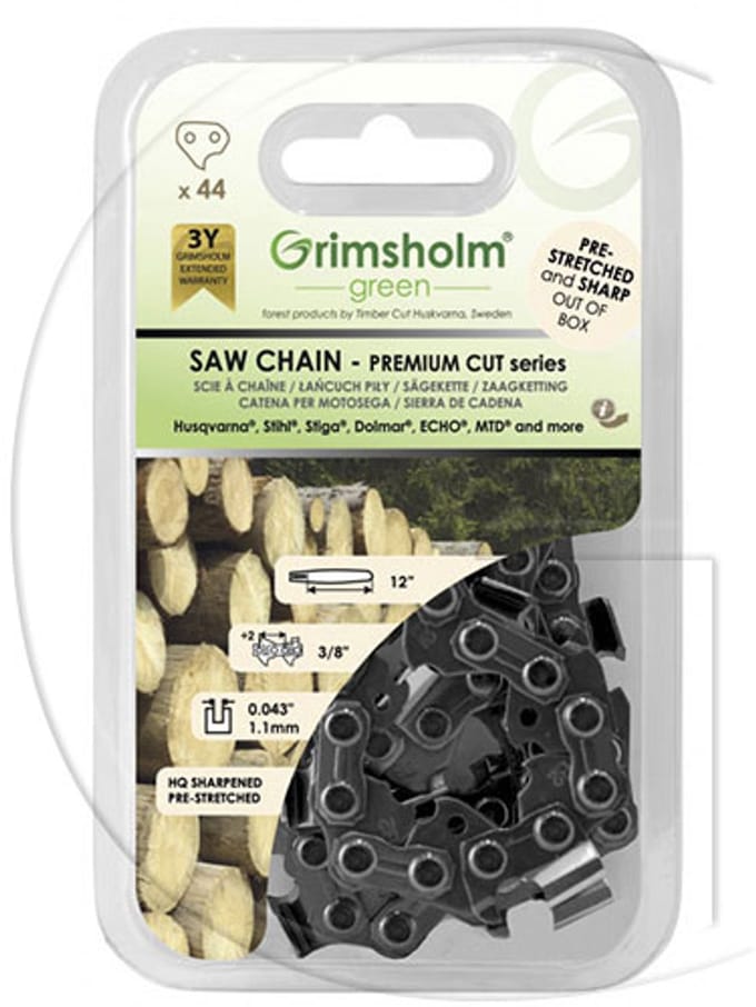 Zaagketting Premium Cut, 44 Schakels 3/8”, .043"/1.1 mm Merk Grimsholm