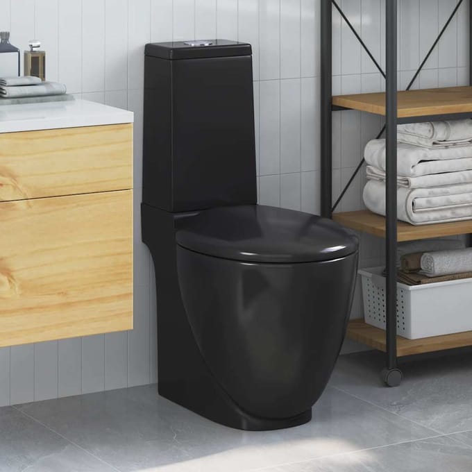vidaXL - Toilet - rond - afvoer - onder - keramiek - zwart