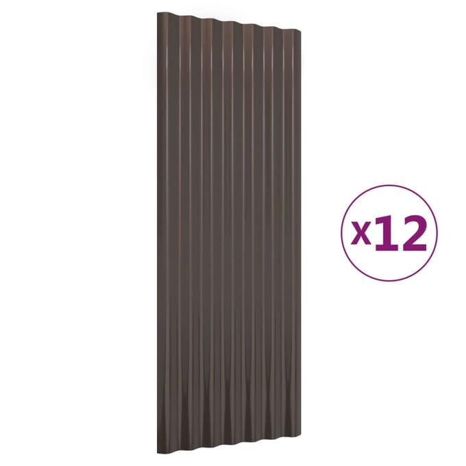 vidaXL - Dakpanelen - 12 - st - 100x36 - cm - gegalvaniseerd - staal - bruin