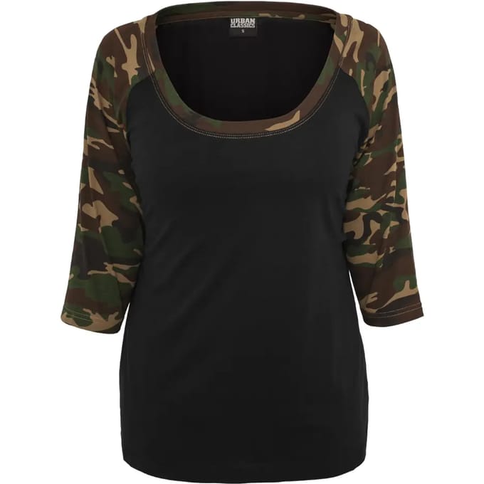 Urban Classics 3/4 Contrast Raglan Tee Dames Shirt met lange mouwen - S