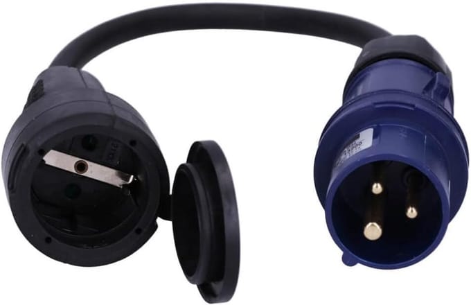 CEE-adapterkabel voor camping en buitengebruik - 3-polig 230V 16A H07RN-F 0,5 m