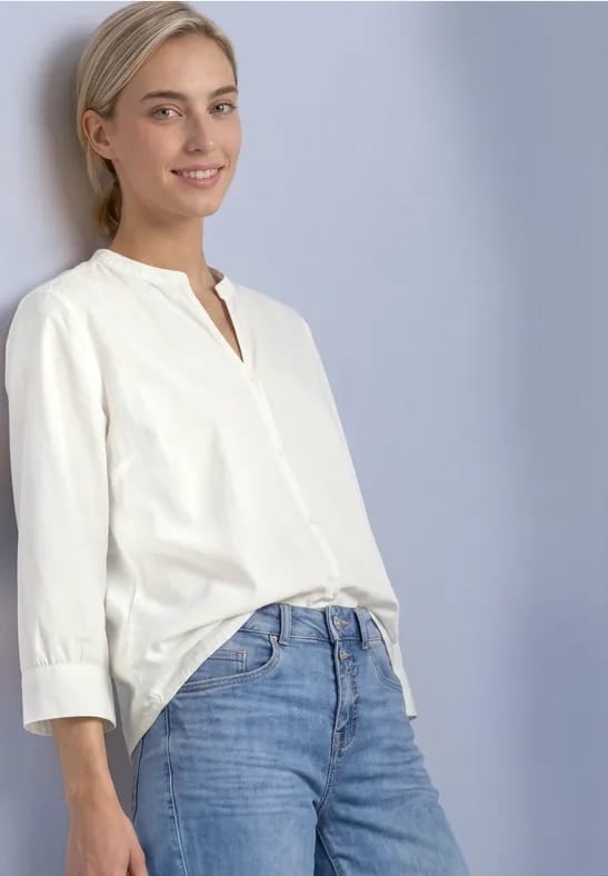 Blouse met 3/4-mouwen en split in de hals