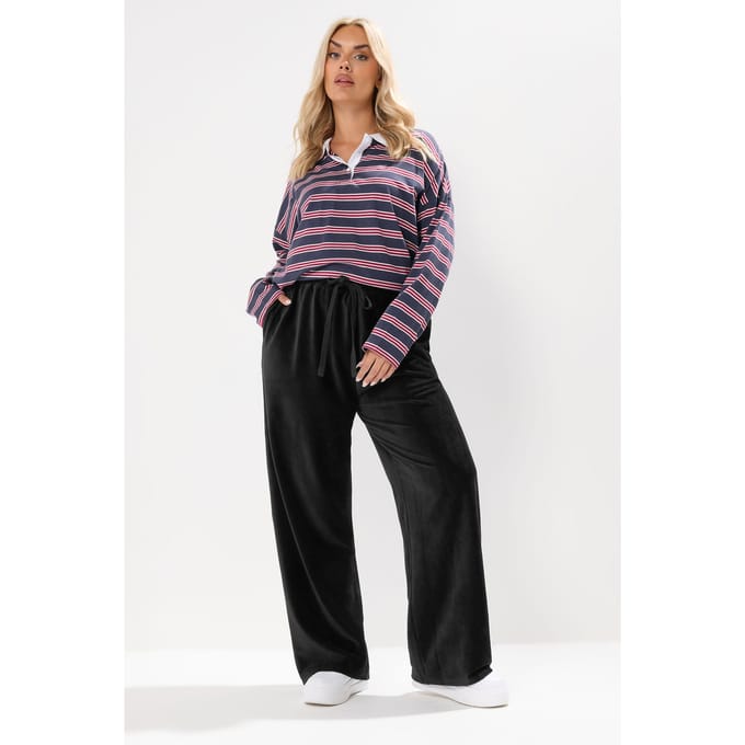Yours Zwarte Koord Trekkoord Wijde Broek Size 42