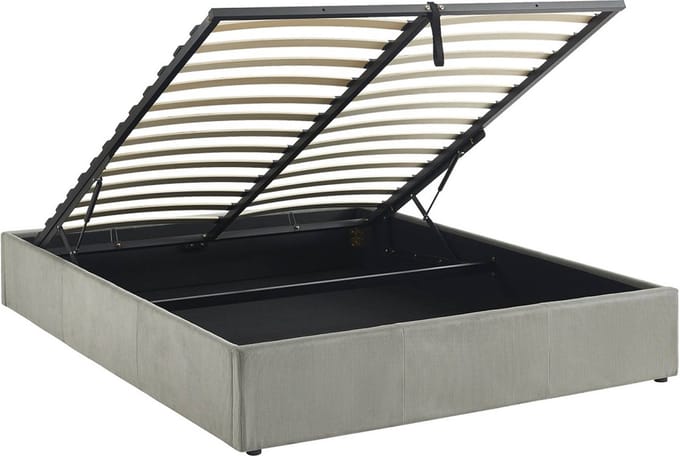 sweeek - Bed met lattenbodem en hoofdeinde, b213 x d166,5 x h32cm, afwerking corduroy