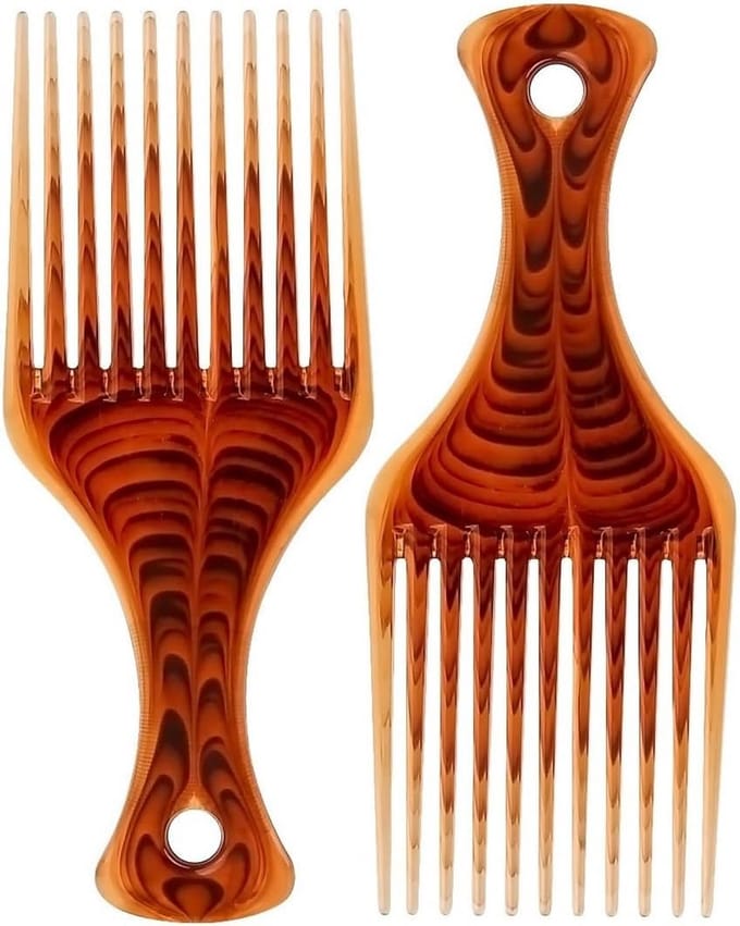Haarkam Set - Afro Kam - Haar Stylen - Extra Brede Tanden - 2 Stuks - Amber