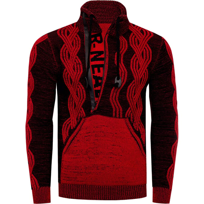Trui met 1/2 rits in contrasterend design