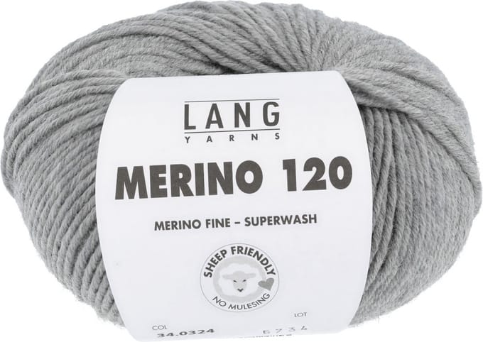 Lang Yarns Merino 120 - 324 grijs gemêleerd - Merinowol Garen