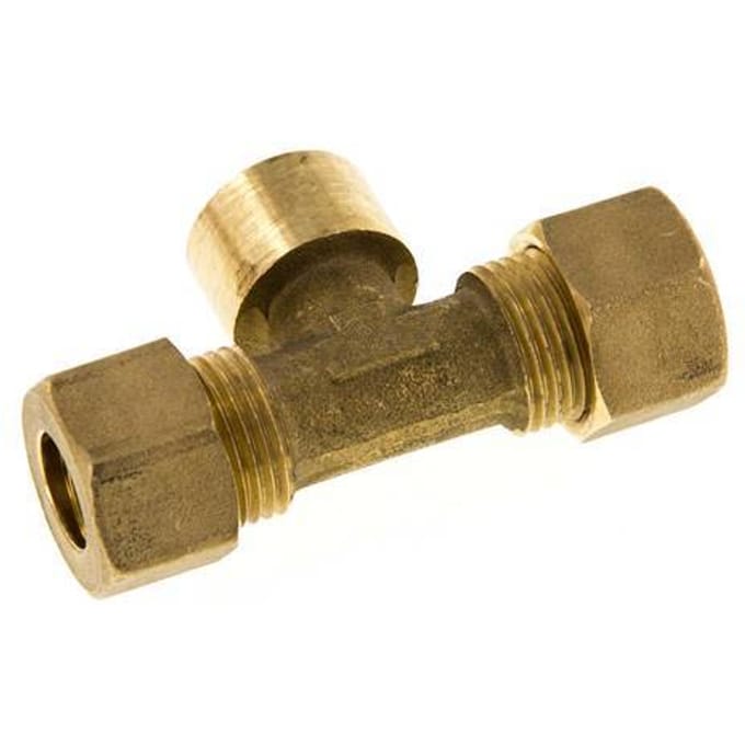 G 3/8'' x 12mm Messing T-stuk Knelfitting 75 Bar DIN EN 1254-2