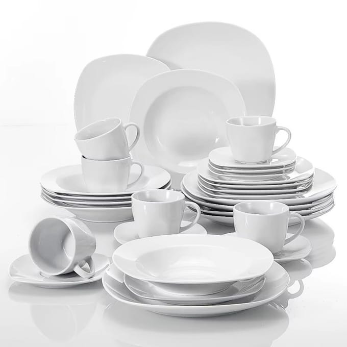 Regal Dinerborden – 6 persoons – 30 delig – Wit Keramisch – Serviesset – Breakfast Plates