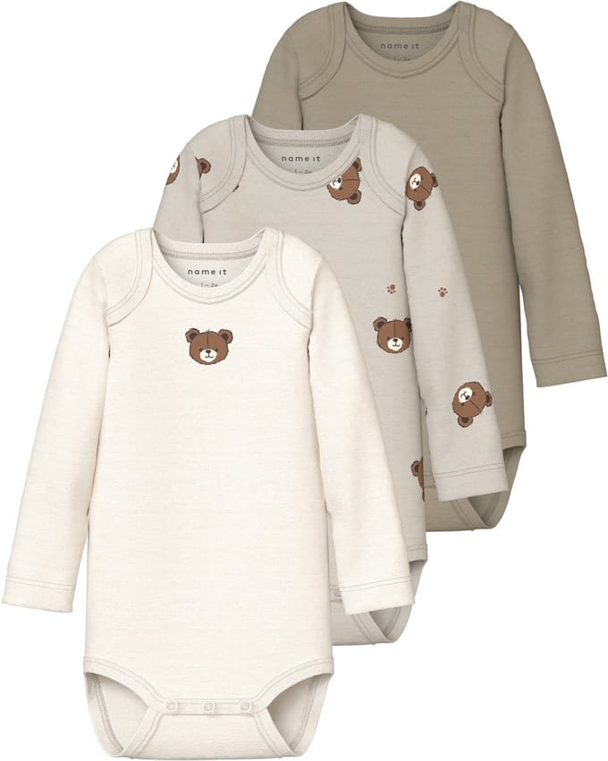 NAME IT - NBNBODY 3P LS PUMICE BEAR NOOS - Baby - Bodies