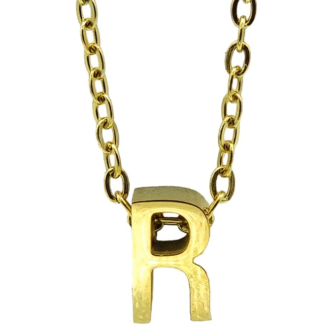 Initial ketting letter R - Minimalistisch - Goudkleurig Staal