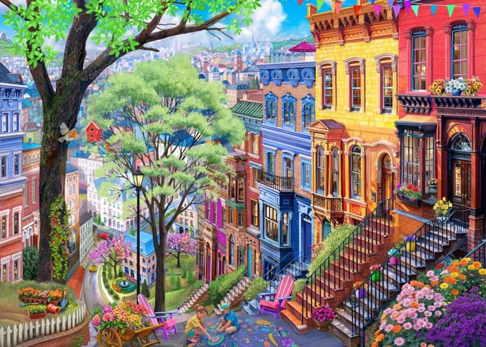 Bluebird Puzzle legpuzzel Spring Hill - 500 stukjes kleurrijk speelgoed.