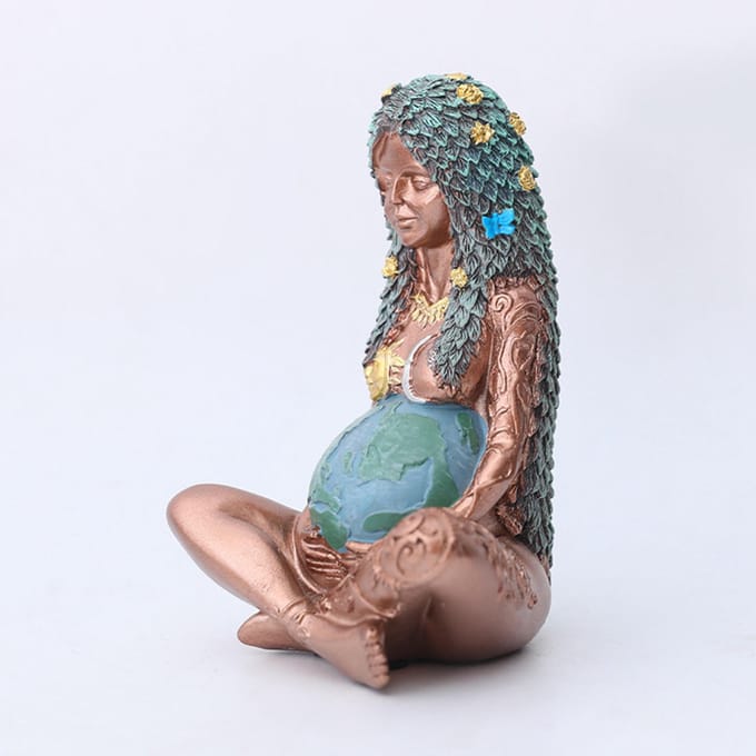 Aarde Moeder Godin Beeld Moeder Aarde Godin Gaia Beeld Handgeschilderd Hars Kunst Ambacht Moeders L gray