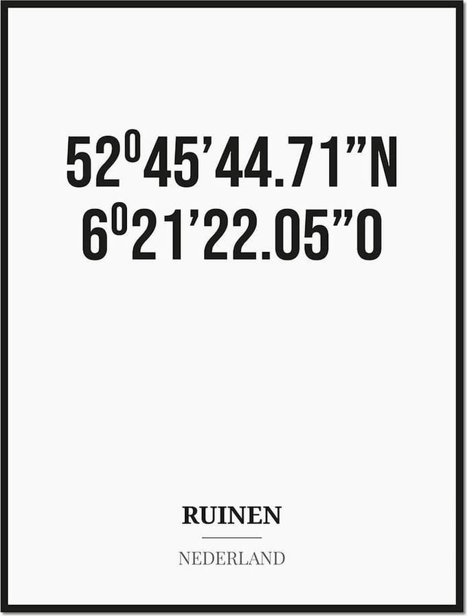 Poster/kaart RUINEN met coördinaten