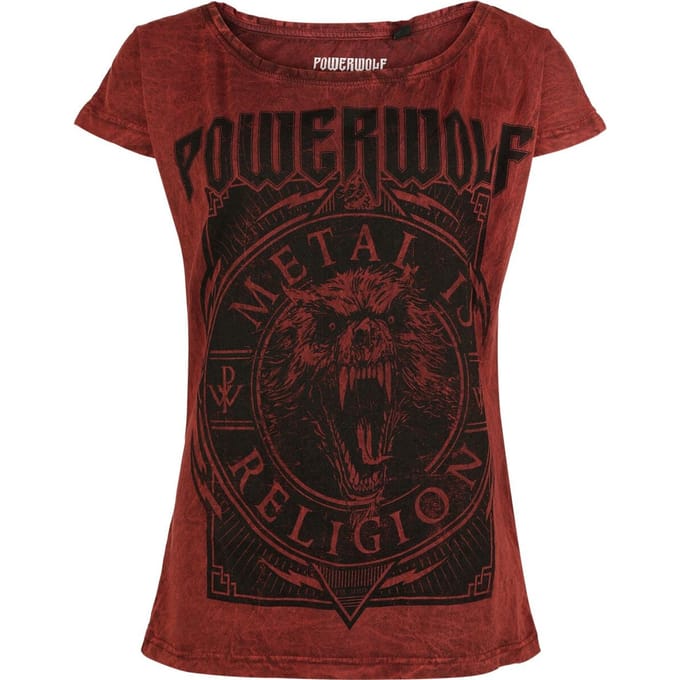 Powerwolf Metal Circle Dames T-shirt - rood - S