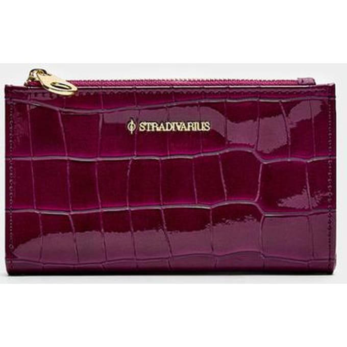 Stradivarius Basic portemonnee met coco-effect  Fuchsia OS