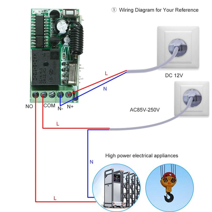 433Mhz DC 12V Universele RF Afstandsbediening Schakelaar Relais Ontvanger Module Mini 1CH Draadloze Bediening 5