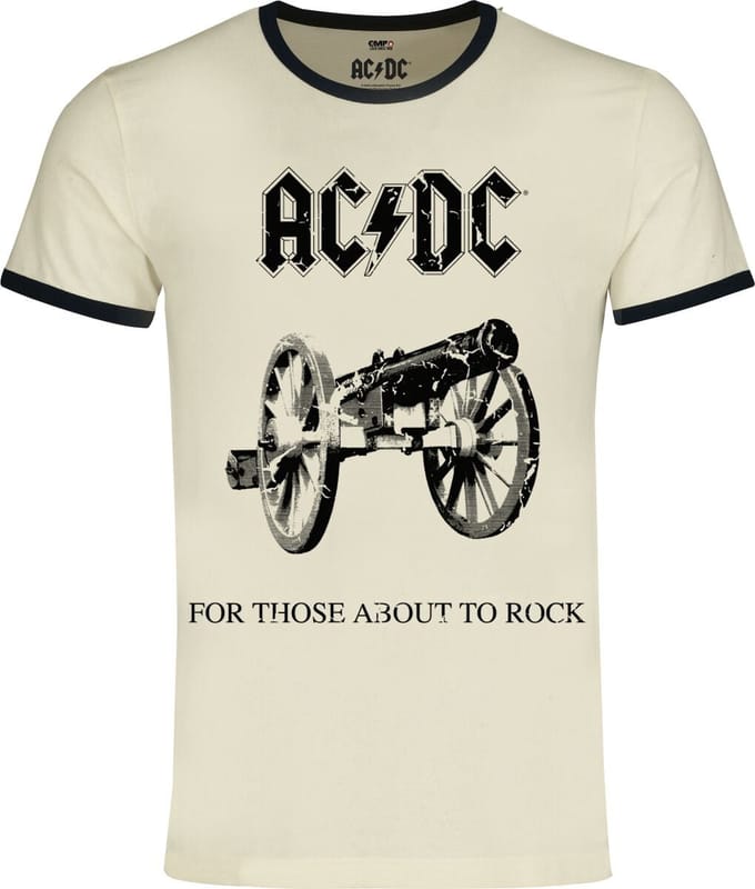 AC/DC For Those About To Rock - Ringer Shirt Heren T-shirt - gebroken wit - 4XL