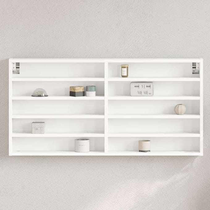 vidaXL - Vitrinekast - 100x8,5x50 - cm - bewerkt - hout - wit