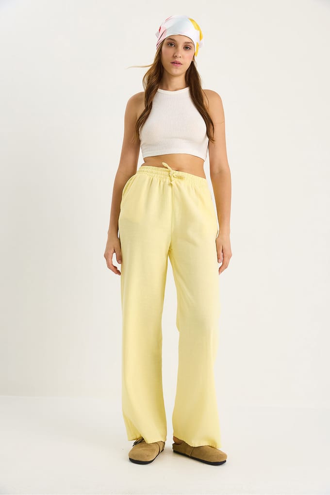 Relaxed Fit Wijdbeenbroek met Touwtjes