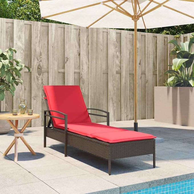 vidaXL - Verstelbare - zonnebed - met - 3 - posities - poly - rattan - Bruin