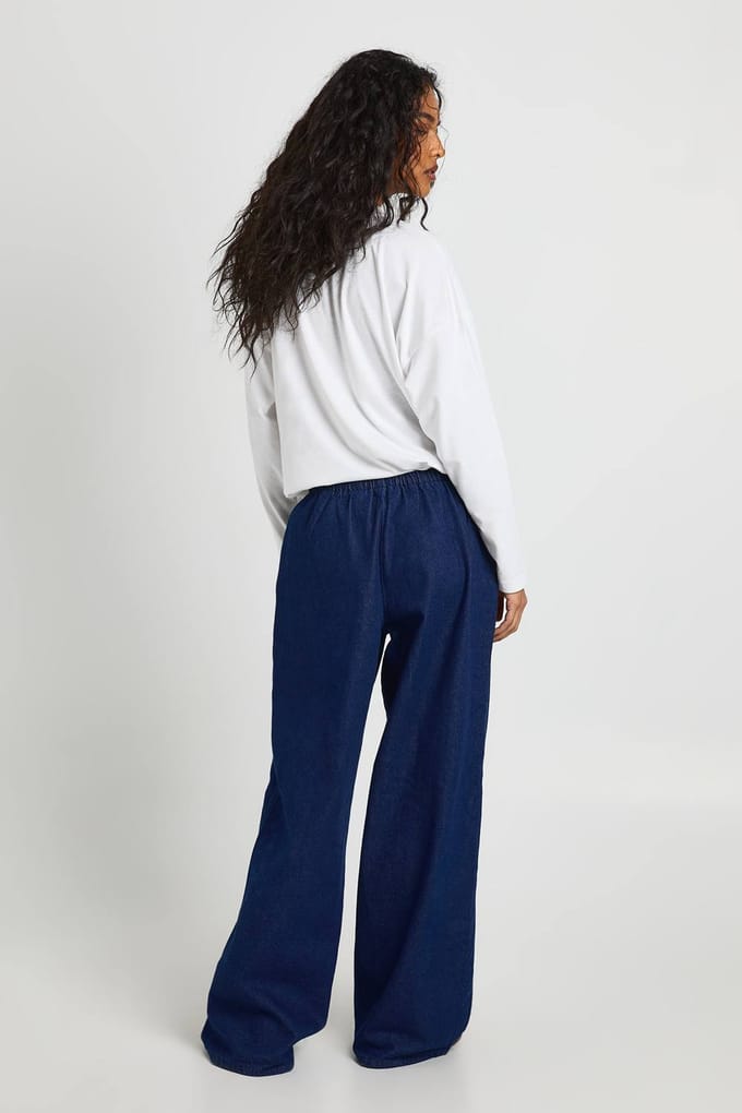 boohoo Dames Supersoft jeans met elastische tailleband | Indigo | Maat: 8