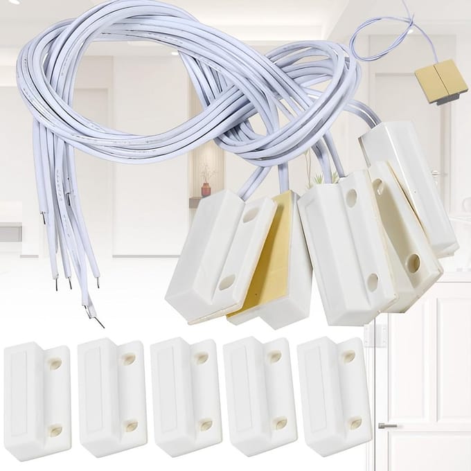Set van 5 Opbouw Magnetische Contacten voor Deur en Raambeveiliging Wit