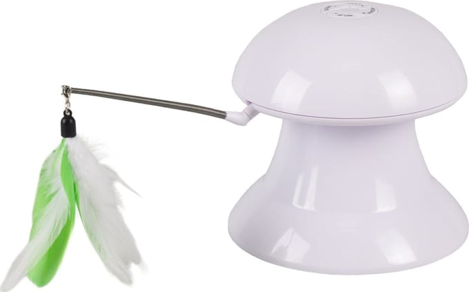 Flamingo - Elektronisch Kattenspeelgoed Laser met Veren - Wit - 18 x 18 x 17 cm