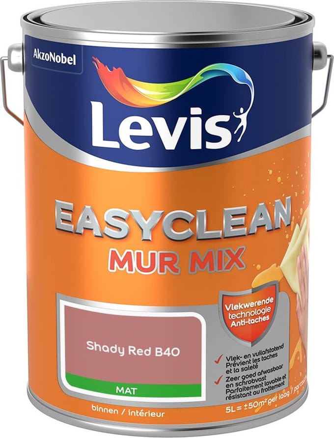 Levis - Easyclean Mur Mat Mix - Shady Red B40 - Mengverf - 5 L