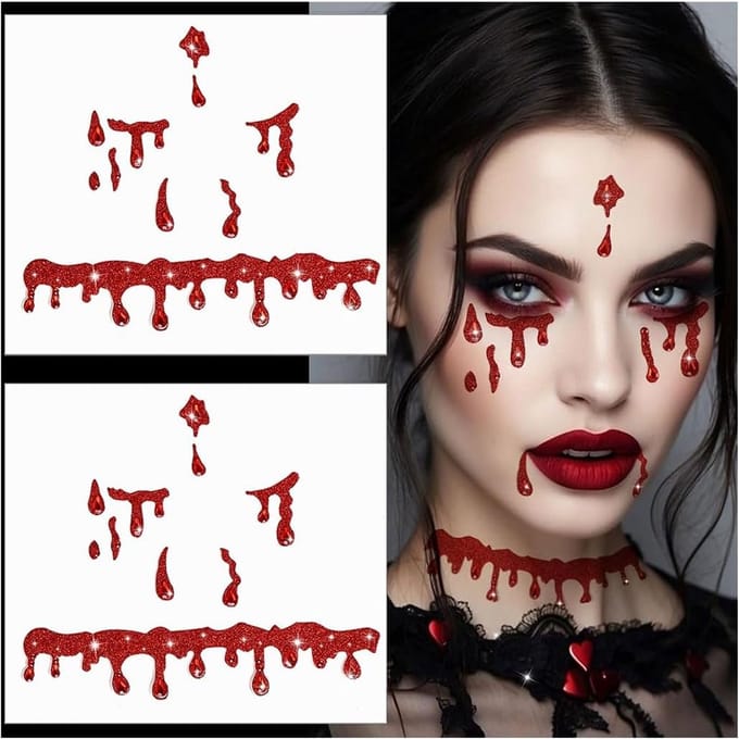 Gezichtsjuwelen Set - Make-up Edelstenen - Feestelijke Make-up - Zelfklevend Herbruikbaar - 2 Sets - Rood