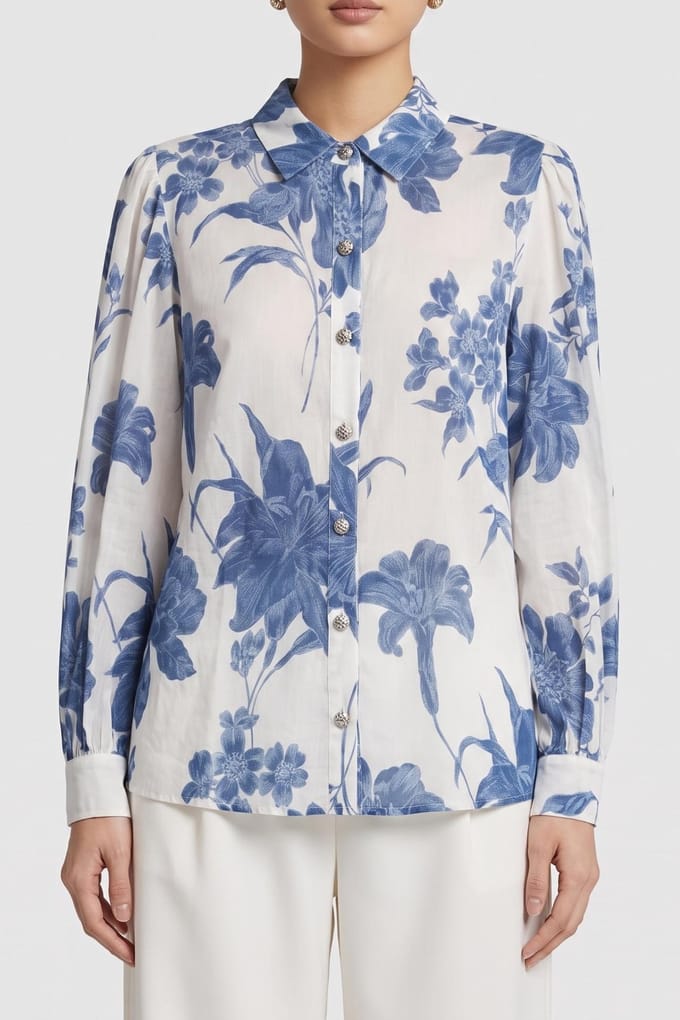 GUESS  Eco Ls Clara Button Up T Dreaming Lilies Prin Größe: L | Longsleeves Outlet | Damen