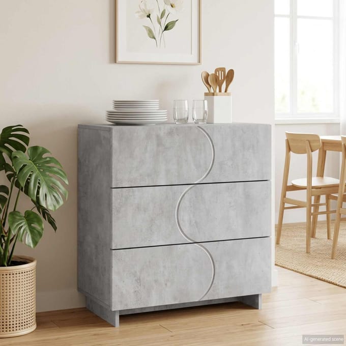 vidaXL - Dressoir - Betongrijs - 70 - x - 38 - x - 75 - cm - Bewerkt - hout
