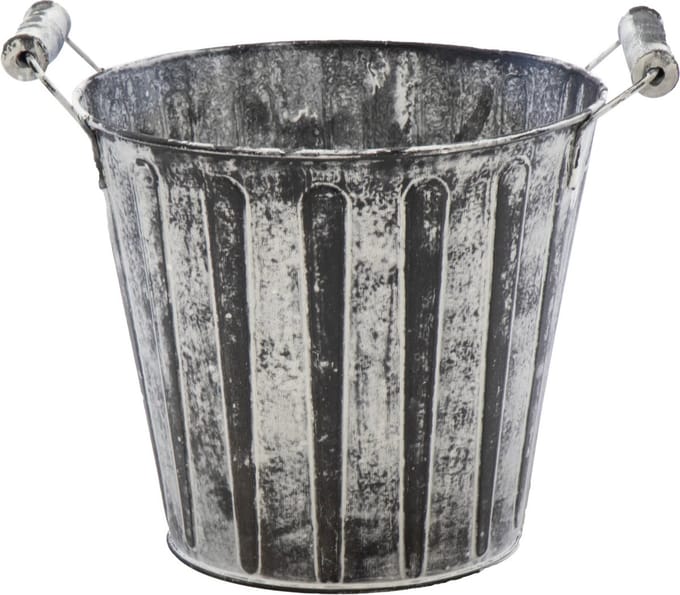 Mega Collections Emmer/plantenpot/bloempot - zink - antraciet/grijs - D11 x H10 cm