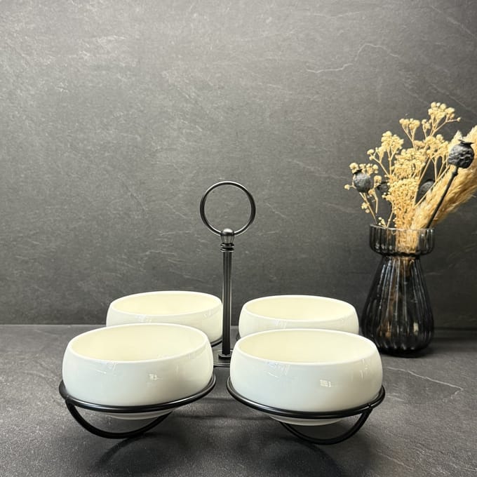 Belicia porseleinen snack schalen met houder
