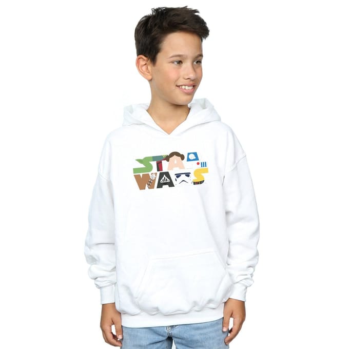 Star Wars Jongens Karakter Logo Hoodie (Wit)