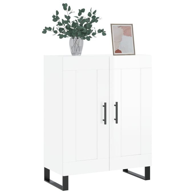 vidaXL - Dressoir - 69,5x34x90 - cm - bewerkt - hout - hoogglans - wit