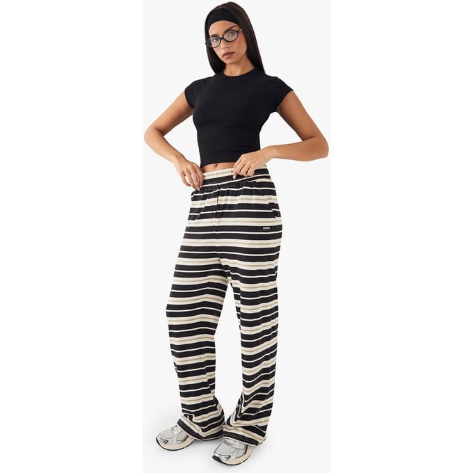 Dames DSGN Studio Gestreepte Rechte Pijp Broek | Black | Maat: Medium