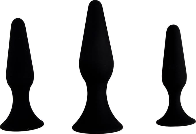 Hands Free Anaal Plug - Set van 3 - Zwart