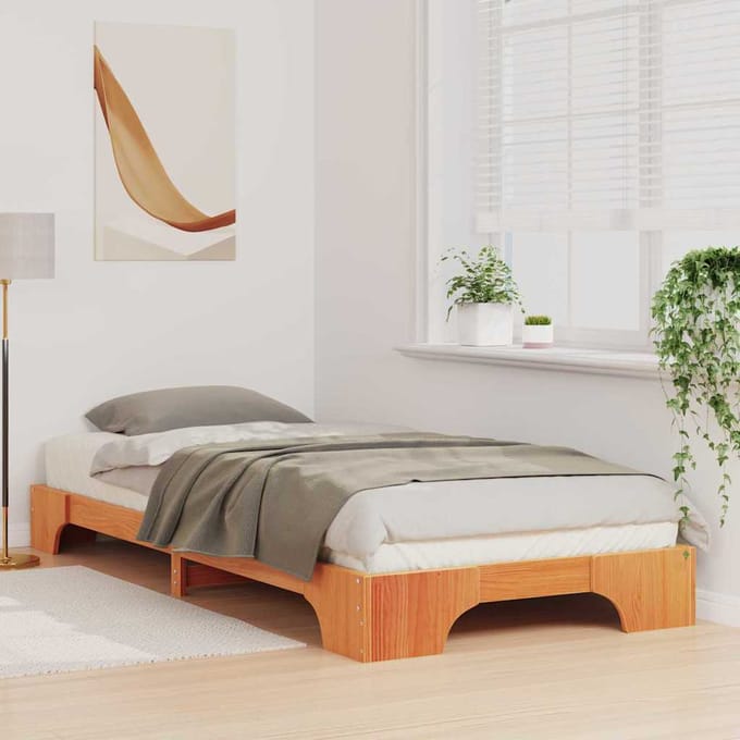 vidaXL - Bedframe - Bruin - 90 - x - 220 - cm - Massief - grenenhout