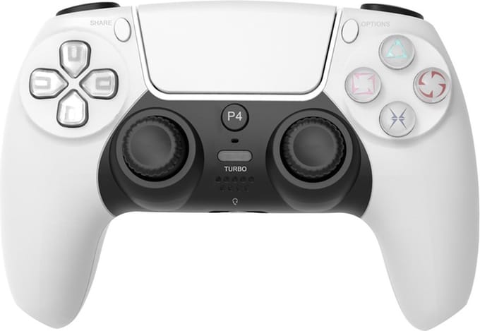 Ntech PS4 Controller Geschikt voor PS4 en PS3 - ps4 game controller Draadloos P49 - Wit - Speaker - Audio Jack Input