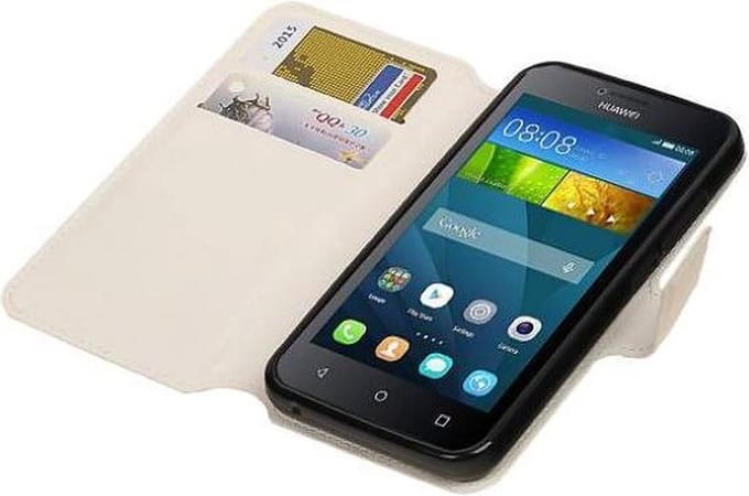 Cross Pattern TPU Bookstyle Wallet Case Hoesje Geschikt voor Huawei Y5 / Y560 Wit