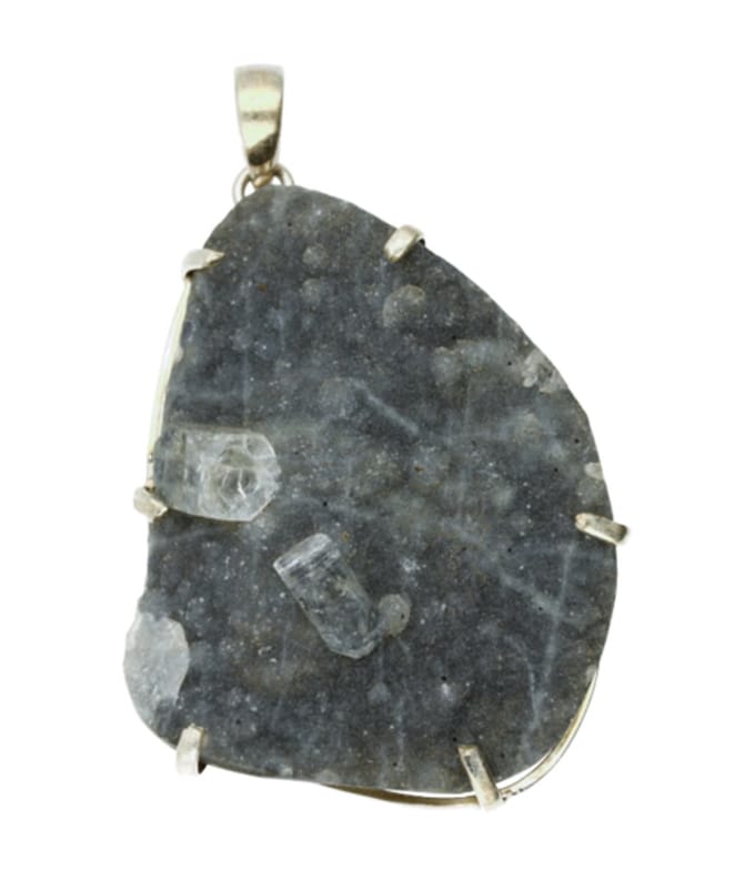 Zilveren Chalcedoon edelsteen vrije vorm XL hanger