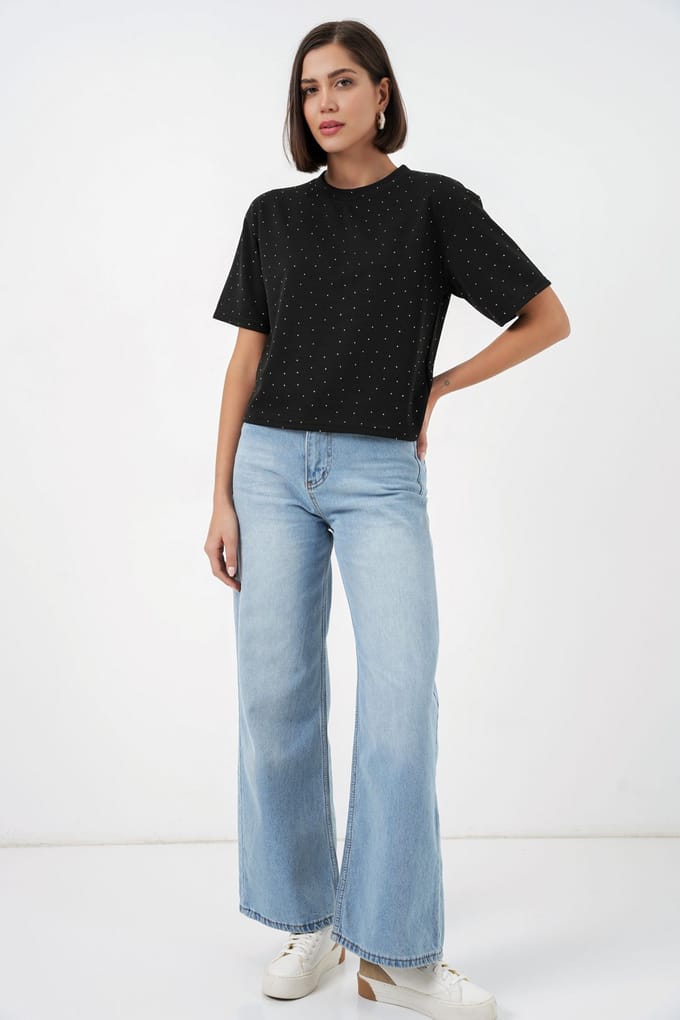 Steen Gemeleerde Crew Neck T-Shirt