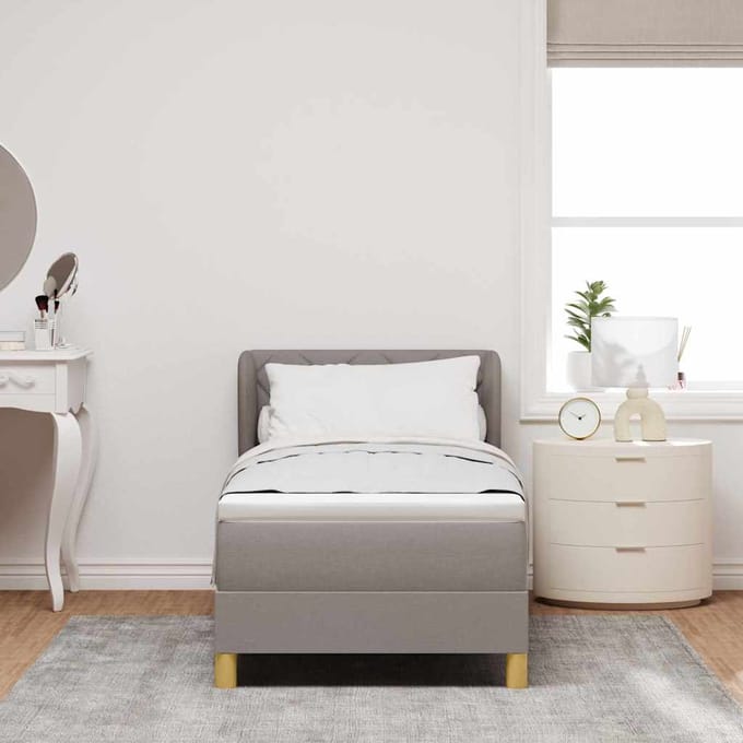 vidaXL - Boxspring - bed - met - hoofdeinde - Taupe - 80 - x - 200 - cm - Stof