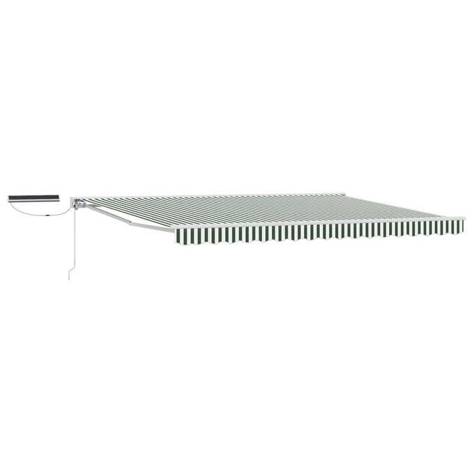 vidaXL - Elektrisch - Uitschuifbare - Zonneluifel - Groen - en - Wit - 4 - × - 3 - m