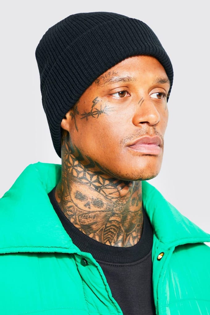 Geribbelde klassieke beanie | Black