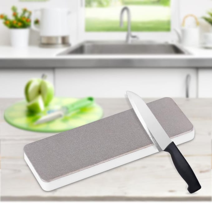 Mini Dubbelzijdige Keramische Wetzsteen Keukenmes Slijpgereedschap Slijpsteen gray