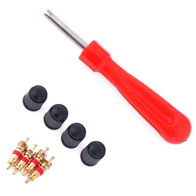 1Set Bandventiel Service Kit Ventielkernen Schroevendraaier Bandreparatie Auto Motor red